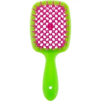Janeke - Щетка Superbrush с закругленными зубчиками салатово-малиновая, 20,3 х 8,5 х 3,1 см овальная щетка keller olive wood с металлическими зубчиками