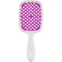 Janeke - Щетка Superbrush с закругленными зубчиками бело-фиолетовая, 20,3 х 8,5 х 3,1 см пижон перчатка щетка для шерсти на левую руку из неопрена с удлиненными зубчиками
