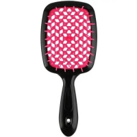 Janeke - Щетка Superbrush с закругленными зубчиками черно-розовая, 17,5 х 7 х 3 см janeke щетка superbrush с закругленными зубчиками бело фиолетовая 20 3 х 8 5 х 3 1 см