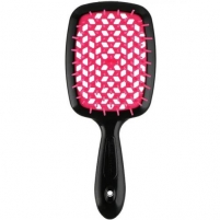 Фото Janeke - Щетка Superbrush с закругленными зубчиками черно-розовая, 17,5 х 7 х 3 см