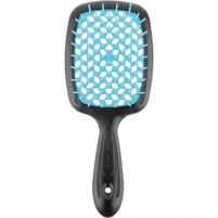 Фото Janeke - Щетка Superbrush с закругленными зубчиками черно-голубая, 17,5 х 7 х 3 см