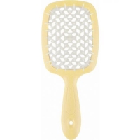 Janeke - Щетка Superbrush с закругленными зубчиками желто-белая, 20,3 х 8,5 х 3,1 см пижон перчатка щетка для шерсти на левую руку из неопрена с удлиненными зубчиками