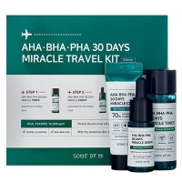 Some By Mi - Набор миниатюр 30 Days Miracle Travel Kit для проблемной кожи лица, 3 средства some by mi набор миниатюр с aha bha и pha кислотами для проблемной кожи лица 4 средства
