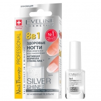 Фото Eveline Cosmetics - Средство для максимального восстановления ногтей 8 в 1 Здоровые ногти. Silver Shine, 12 мл