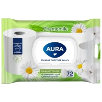 Aura - Влажная туалетная бумага Chamomile в упаковке с крышкой, 72 шт