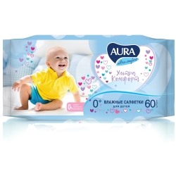 Фото Aura - Влажные салфетки для детей Ultra Comfort 0+, 60 шт