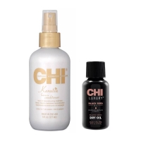 Chi - Набор для красоты волос: спрей 177 мл + масло сухое 15 мл