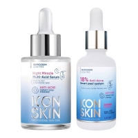 Icon Skin - Набор для проблемной кожи: сыворотка 30 мл + пилинг 30 мл сыворотка пилинг пропеллер дерматологическая 18% кислот 25 мл