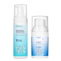 Icon Skin - Набор для устранения жирного блеска: пенка 175 мл + флюид 30 мл витэкс маска пилинг для лица активная с фруктовыми кислотами skin aha clinic 100