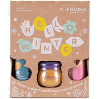 Frudia - Подарочный набор Hello Winter: бальзам для губ, 10 г + кремы для рук с манго и персиком, 2 х 30 г
