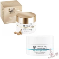 Janssen Cosmetics - Набор "Увлажнение и лифтинг": концентрат с гиаулуроновой кислотой 10 шт + капсулы с фитоэстрогенами 10 шт - фото 1