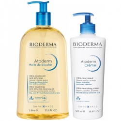 Фото Bioderma - Набор для ухода за телом: масло для душа, 1 л + крем, 500 мл