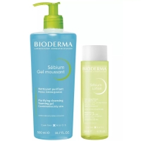 Bioderma - Набор для очищения жирной кожи: гель, 500 мл + лосьон, 200 мл