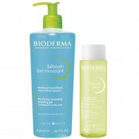 Фото Bioderma - Набор для очищения жирной кожи: гель, 500 мл + лосьон, 200 мл