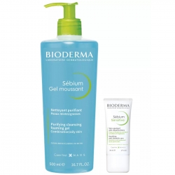 Фото Bioderma - Набор для ежедневного ухода для жирной кожи: гель, 500 мл + крем, 30 мл