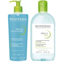 Bioderma - Набор очищающий: гель, 500 мл + мицеллярная вода, 500 мл green mama крем для лица дневной биорегенерация анис и гинкго билоба