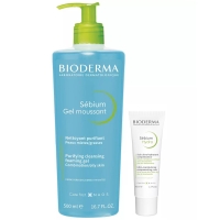 Bioderma - Набор для увлажнения жирной кожи: крем, 40 мл + гель, 500 мл sigol крем мусс для тела парфюмированный tobacco vanille 200