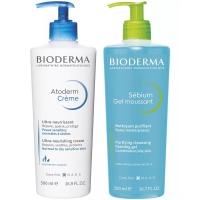 Bioderma - Набор бестселлеров: крем, 500 мл + очищающий гель, 500 мл - фото 1