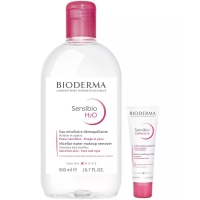 Bioderma - Набор для чувствительной кожи: мицеллярная вода, 500 мл + крем, 40 мл icon skin набор средств для ухода за сухой и нормальной чувствительной кожей re biom 1