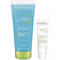 Bioderma Sebium - Набор для жирной кожи (очищающий гель 200 мл + крем 40 мл)