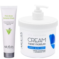 Aravia Professional - Набор бестселлеров: крем для ног, 550 мл + маска для лица, 100 мл invit тоник для лица anti acne с гликолевой кислотой и саркозином 150 0