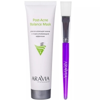 Aravia Professional - Набор для проблемной и жирной кожи: маска, 100 мл + кисть для нанесения масок, 1 шт m art кисть для масок и парафинотерапии 22 овальная