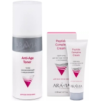 Aravia Professional - Набор Anti-Age: крем-уход для контура глаз и губ, 50 мл + тонер 150, мл крем уход для контура глаз и губ с пептидами peptide complex cream 9201 50 мл