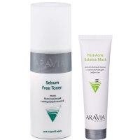 Aravia Professional - Набор для проблемной и жирной кожи: маска, 100 мл + тонер, 150 мл вв крем для лица arkadia вуаль для сияющей кожи с эффектом легкого загара 50 мл