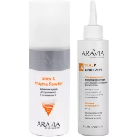 Aravia Professional - Набор очищающий: энзимная пудра, 150 мл + гель-эксфолиант, 150 мл защитный лосьон перед окрашиванием scalp sealer