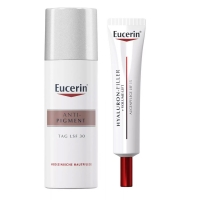 Eucerin - Набор осветляющий: крем для кожи вокруг глаз 15 мл + дневной крем SPF 30+, 50 мл массажеры гуаша для лица самой нежной набор серпентин и кальцит