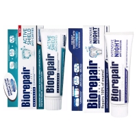 Biorepair - Набор зубных паст для защиты эмали, 2х75 мл дуоколд набор порошков для приг раствора для приема вн без сахара клюква день 5 г 15 шт ночь 5 г 5 шт
