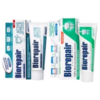 Biorepair - Набор зубных паст для комплексной защиты зубов и эмали, 2х75 мл зубная паста biorepair scudo attivo активная защита эмали зубов 75мл х 2 шт