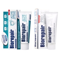 Biorepair - Набор зубных паст для защиты эмали и сохранения белизны зубов, 2х75 мл зубная паста biorepair scudo attivo активная защита эмали зубов 75мл х 2 шт