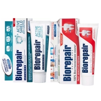 зубная нить в пластиковом держателе набор 30 шт Biorepair - Набор для чувствительных зубов: зубная паста, 2х75 мл