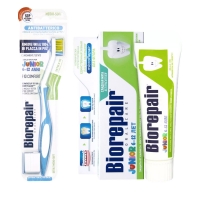 Biorepair - Детский набор для ухода за полостью рта: зубная паста 75 мл + зубная щетка набор щетка и термобрашинг dewal