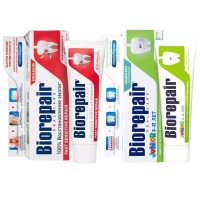 Biorepair - Набор зубных паст для семьи, 2х75 мл ватные палочки я самая organic cotton 320 шт 4 упаковки