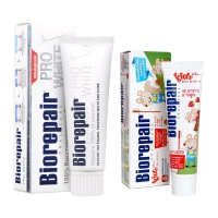 Biorepair - Набор зубных паст для взрослых и детей, 75 мл + 50 мл lukky набор тату мастер в чемоданчике для детей like nastya