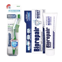 Biorepair - Набор для ночного восстановления зубов: зубная паста 75 мл + зубная щетка паста дель капитано 1905 щетка зубная винтажная 1960 средней жесткости синий