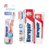 Biorepair - Набор для чувствительных зубов: зубная паста 75 мл + зубная щетка набор щетка и термобрашинг dewal