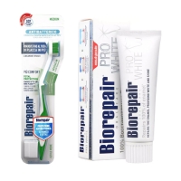 Biorepair - Набор для сохранения белизны зубов: зубная паста 75 мл + зубная щетка biorepair зубная щетка средней жесткости curve protezione totale