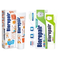 Biorepair - Набор детских средств для полости рта: зубная паста 50 мл + 75 мл r o c s pro зубная паста сладкая мята 135 гр