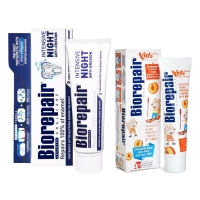 Biorepair - Набор для полости рта для детей: зубная паста 50 мл + 75 мл r o c s зубная паста без фтора для детей фруктовый рожок kids 45