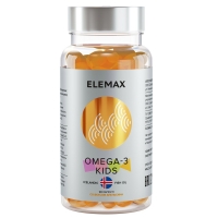 Elemax - Детский комплекс Omega-3 Kids с витаминами Е и Д и вкусом апельсина, 90 жевательных капсул now foods super omega 3 6 9 для дополнительной защиты сердечно сосудистой системы 180 капсул
