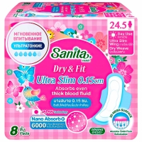 Sanita - Супервпитывающие ультратонкие гигиенические прокладки Dry & Fit Ultra Slim 24,5 см, 8 шт