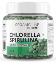 1Win - Комплекс Chlorella + Spirulina, 100 г orihiro хлорелла таблетки 900 шт