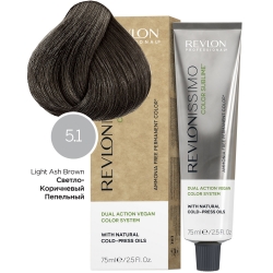 Фото Revlon Professional - Безаммиачный перманентный веганский краситель с маслами холодного отжима, 5.1 светло-коричневый пепельный, 75 мл