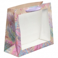 Фото Подарочная упаковка - Пакет крафтовый с пластиковым окном «Нежность» 31 х 26 х 11 см