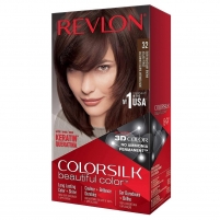 Фото Revlon Professional Colorsilk - Профессионал Набор для окрашивания волос в домашних условиях оттенок 32 Темно-каштановый махагон (крем-активатор + краситель + бальзам)