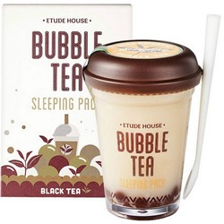 Фото Etude House Bubble Tea Sleeping Pack Black Tea - Маска ночная для лица с экстрактом черного чая, 100 г