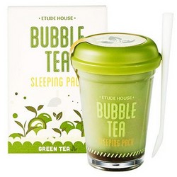 Фото Etude House Bubble Tea Sleeping Pack Green Tea - Маска ночная для лица с экстрактом зеленого чая, 100 г